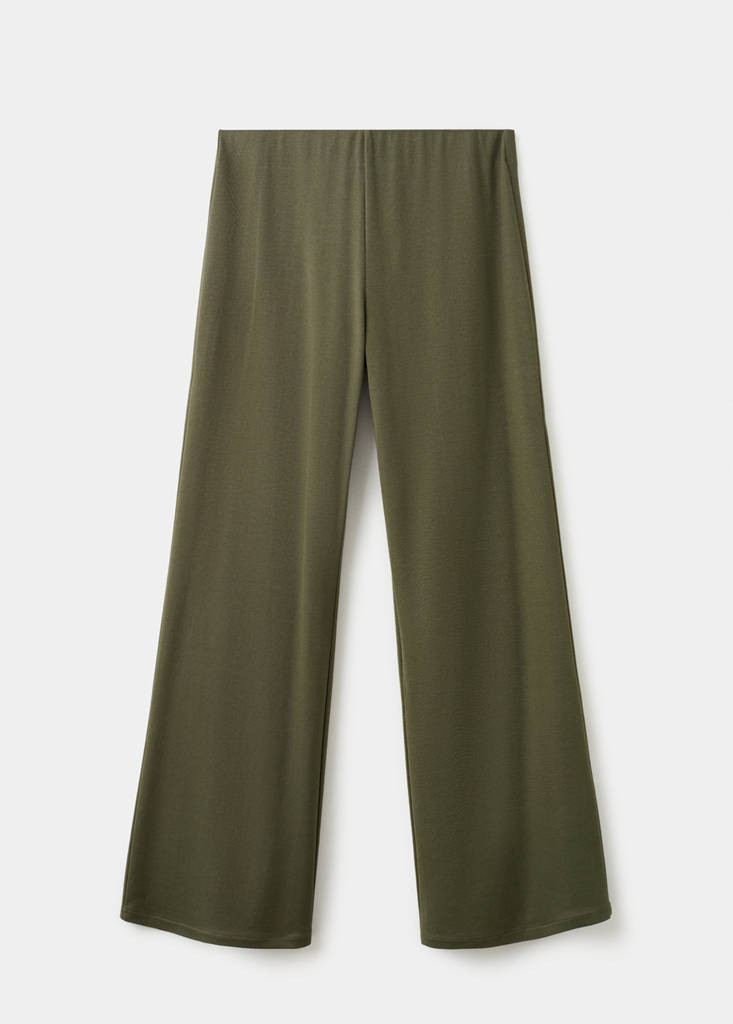 Straight-fit trousers with elastic waist — Khaki