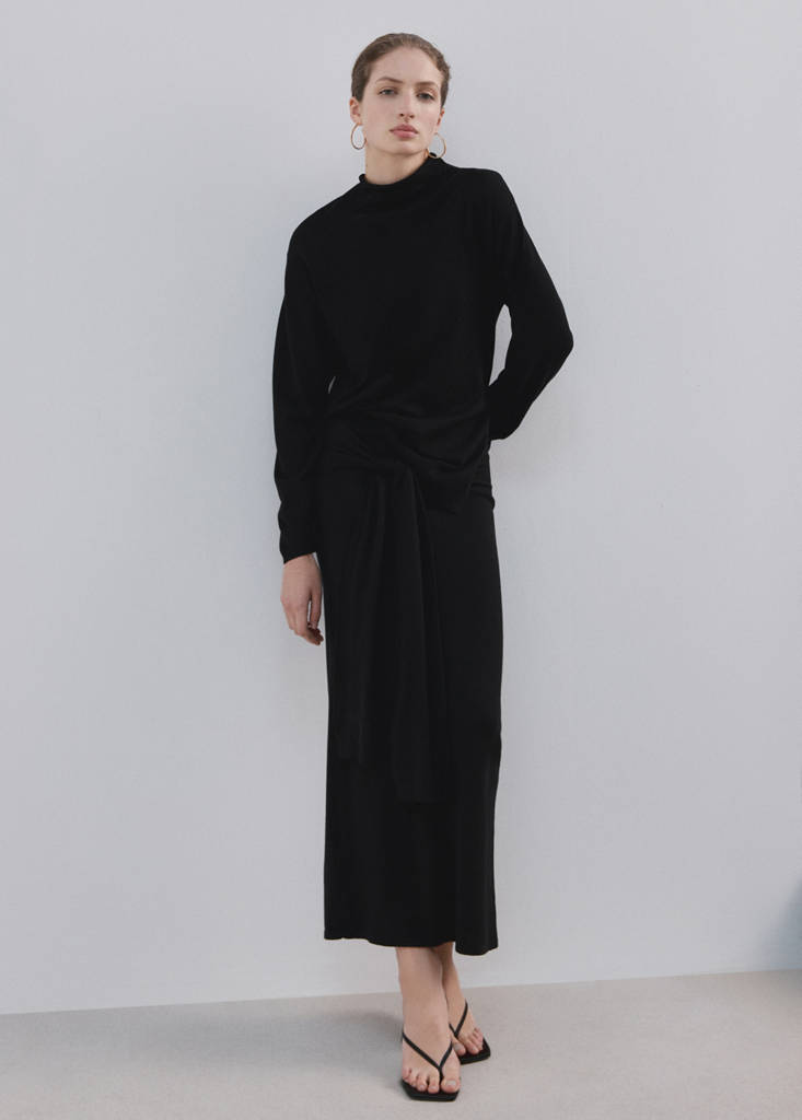 Knitted skirt with knot detail — Black