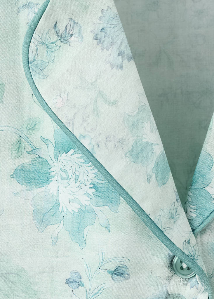 Printed piping pyjama top — Mint Green