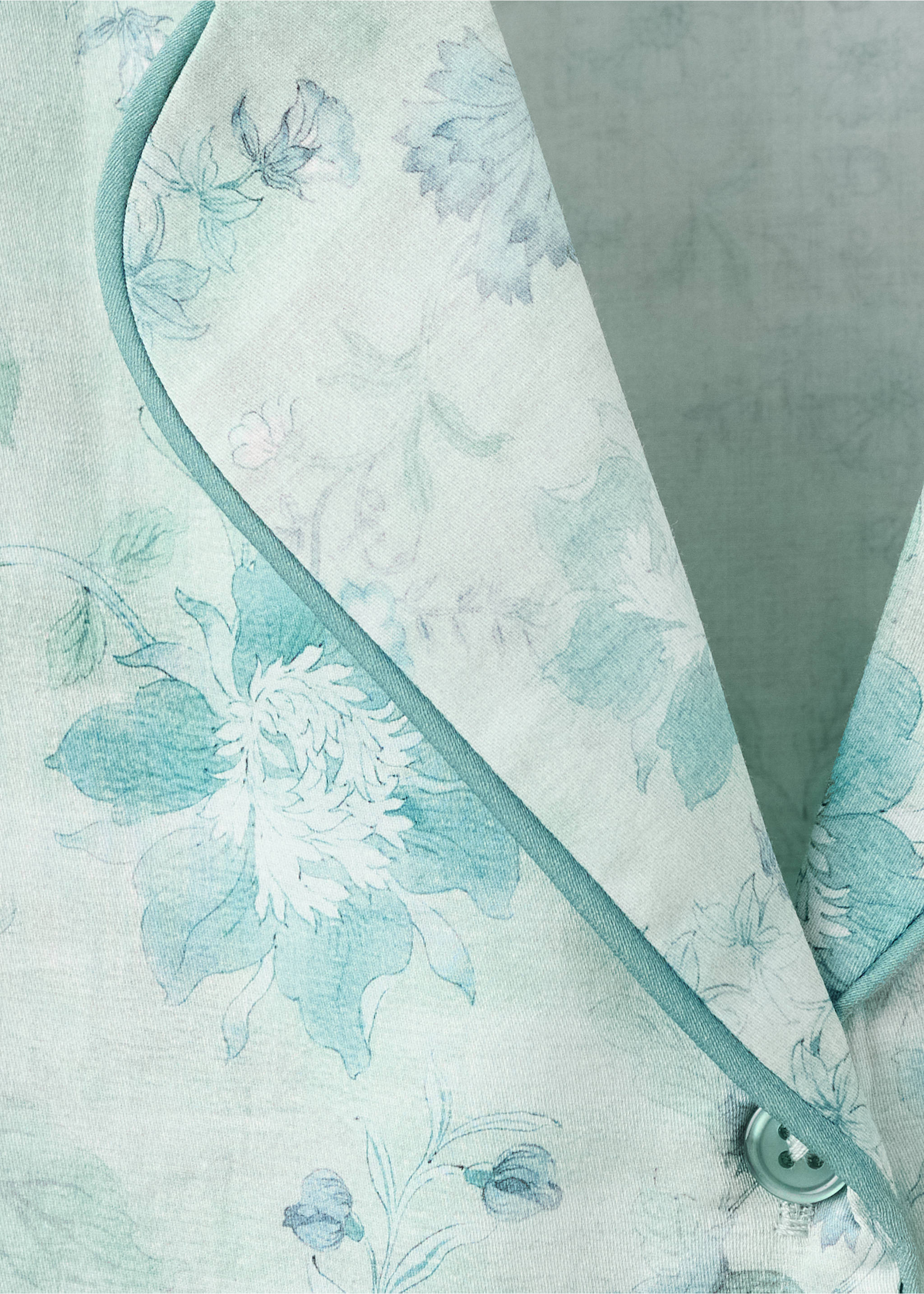 Pyjamasskjorta med pipingmönster - Detaljer om artikeln 8, Mintgrön. Ref: 27063321-00.