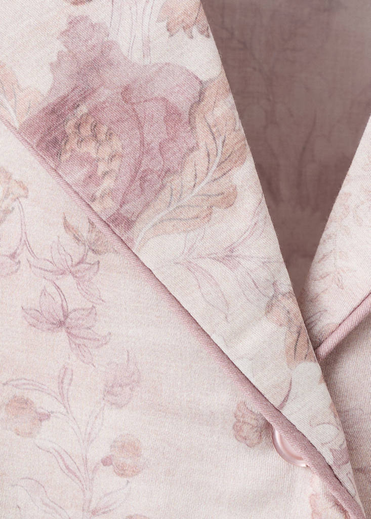 Printed piping pyjama top — Pink