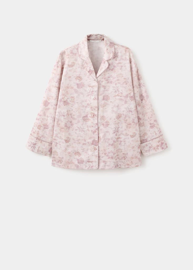 Printed piping pyjama top — Pink