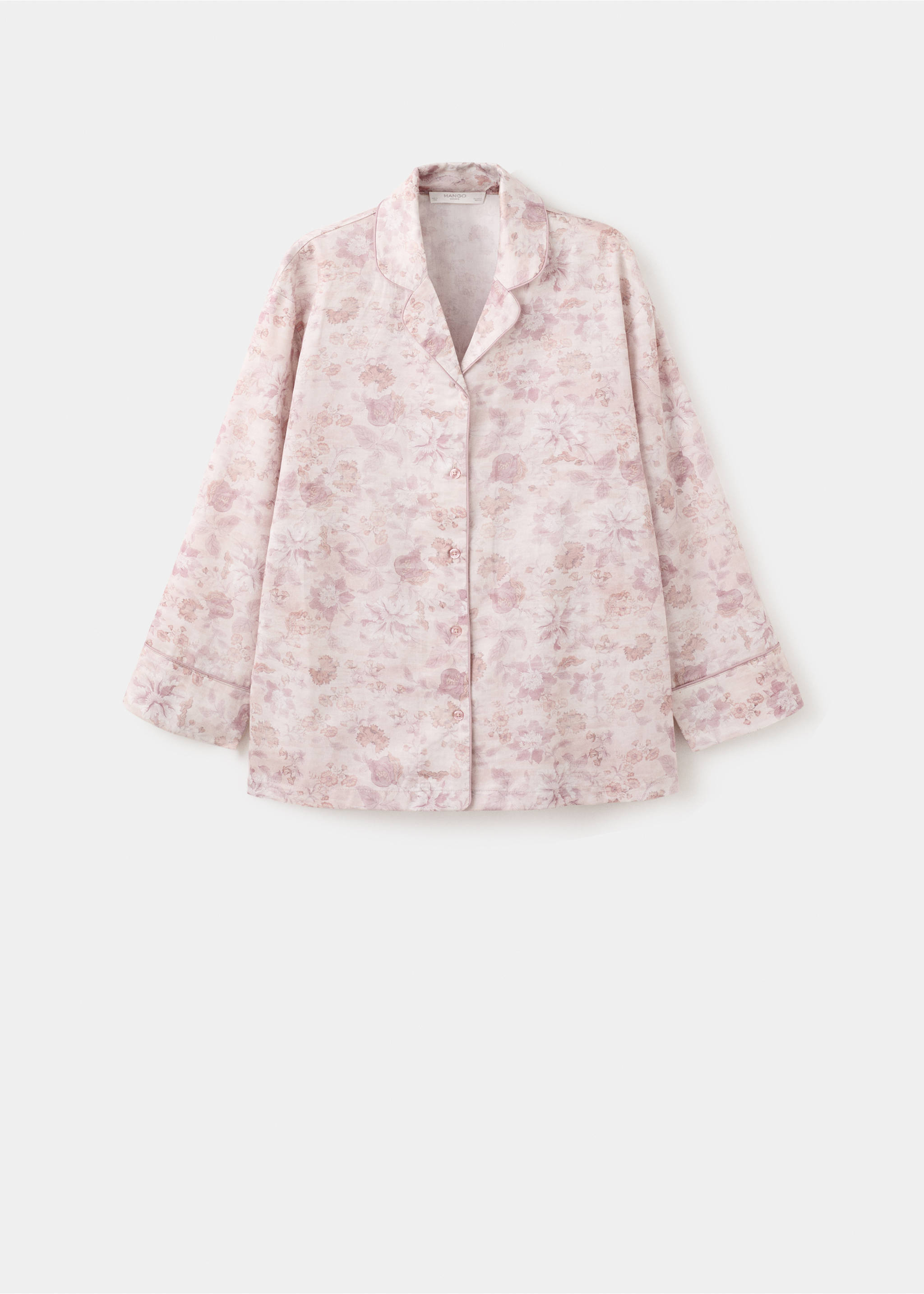 Printed piping pyjama top - Article without model, Pink. Ref: 27063321-00.