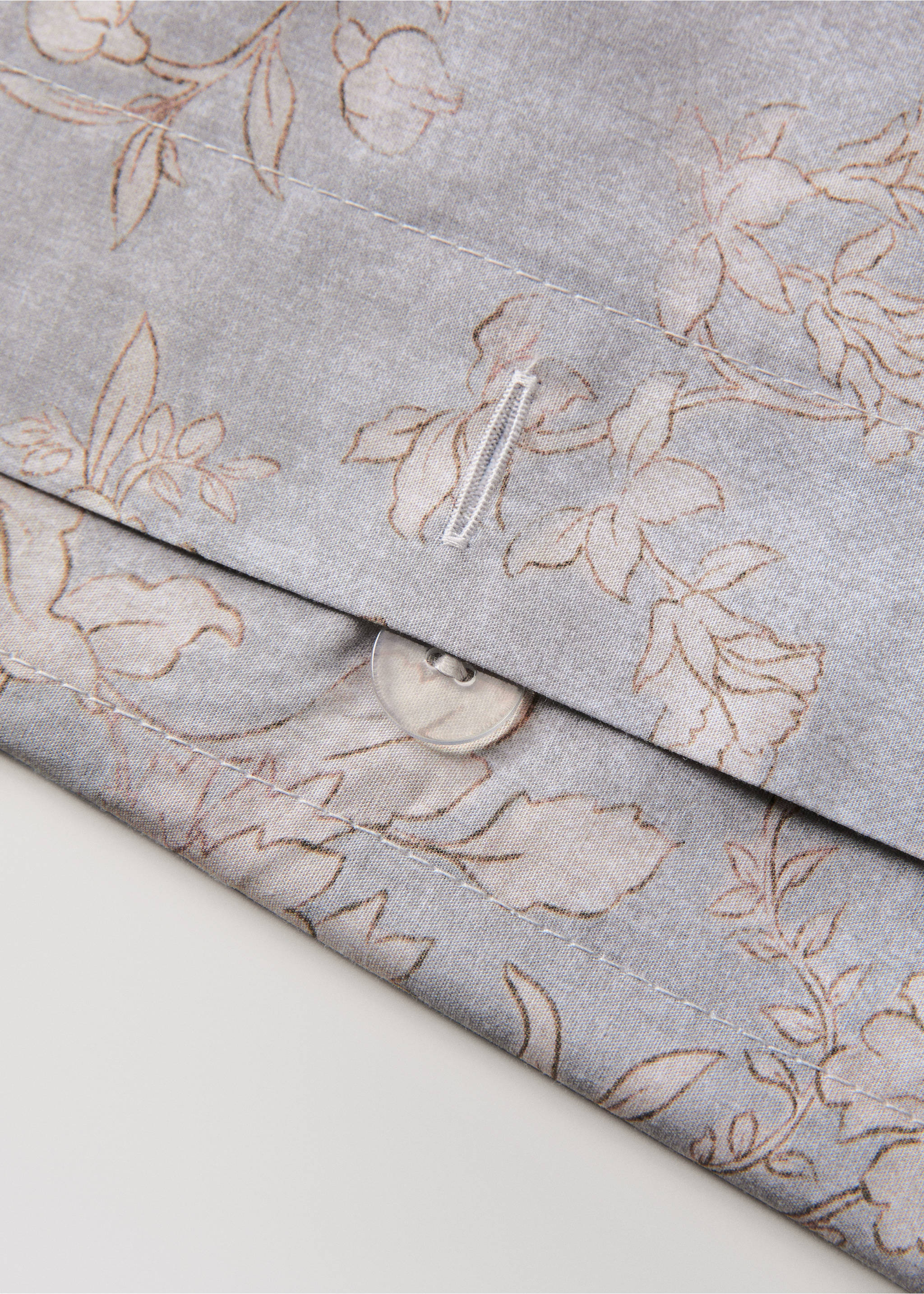 Vintage floral percale cotton duvet cover for a 90 cm bed - Details of the article 2, Light/Pastel Grey. Ref: 27063323-00.