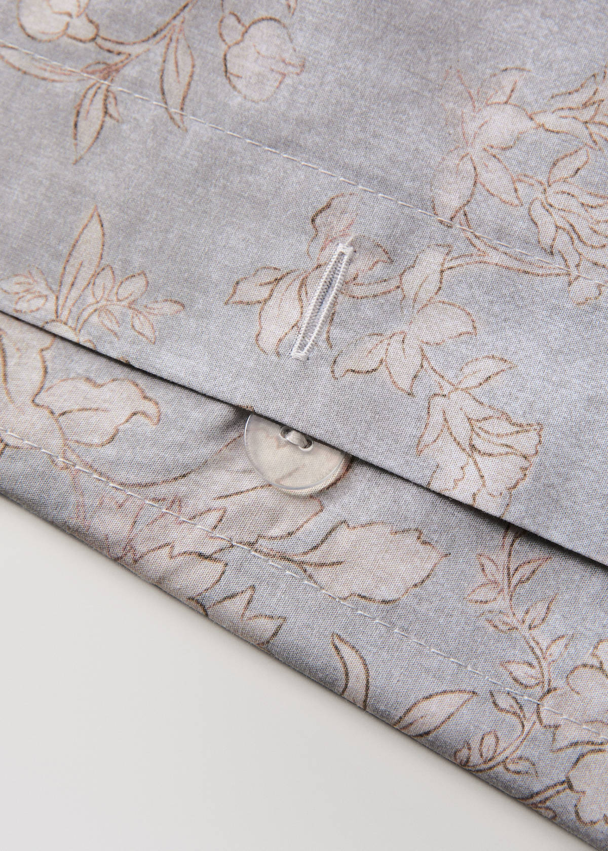 Vintage floral percale cotton duvet cover for a 90 cm bed — Light/Pastel Grey