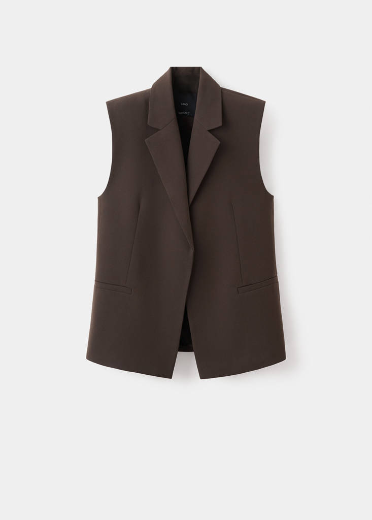 Suit waistcoat with lapels — Brown