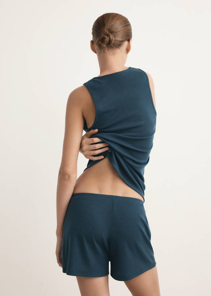 Textured pyjama shorts — Navy
