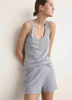 Textured pyjama shorts — Grey 1