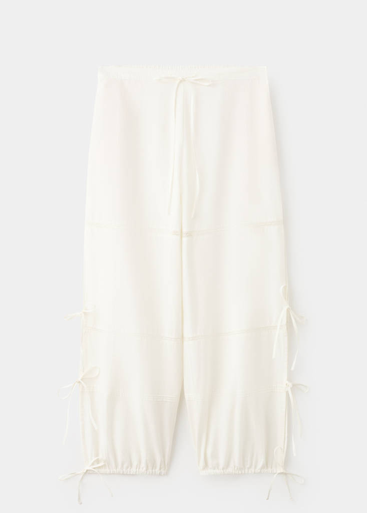 Cotton baggy trousers with bows - thumbnail 4