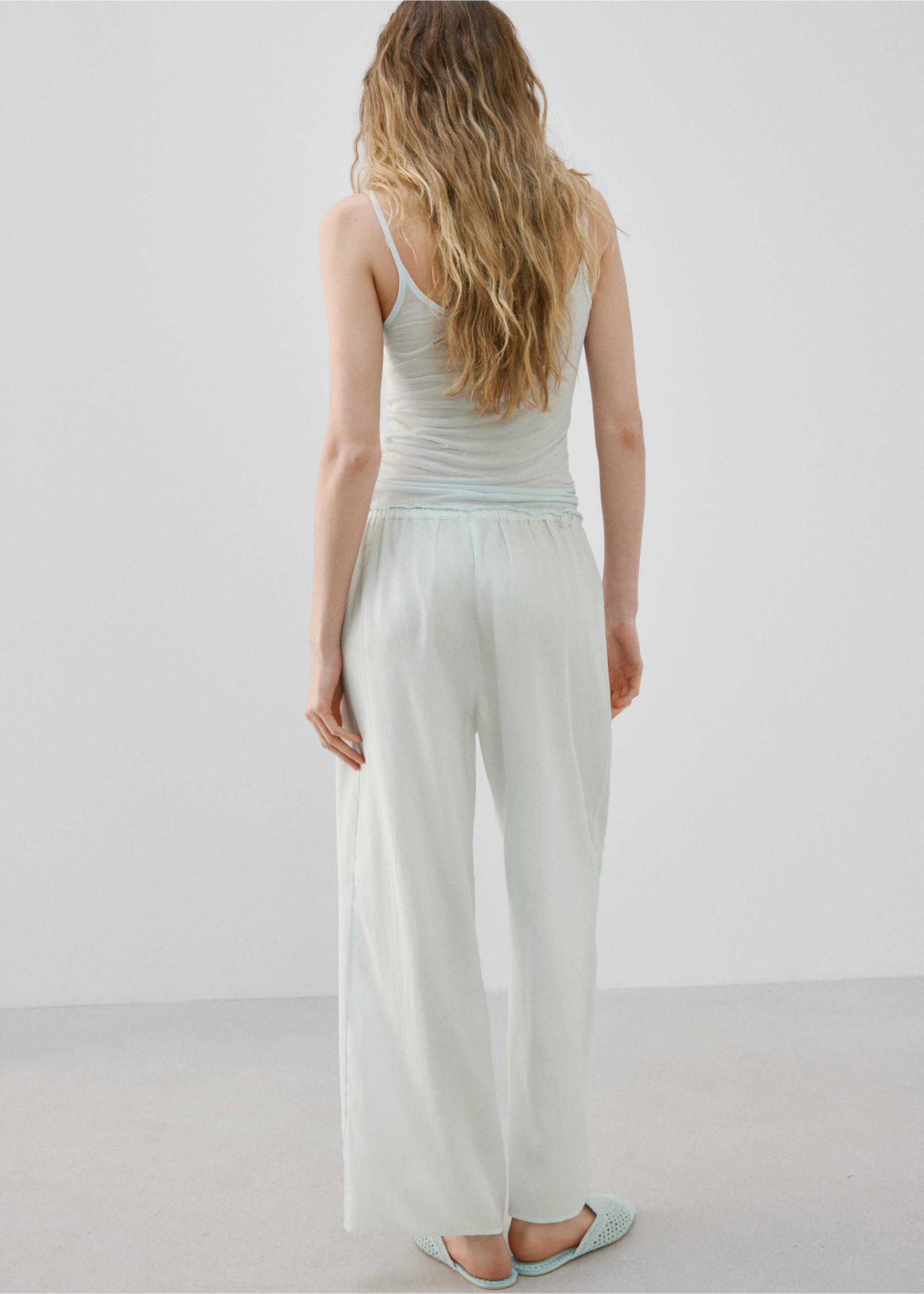 Flowy pyjama trousers - Reverse of the article, Blue. Ref: 27063332-00.