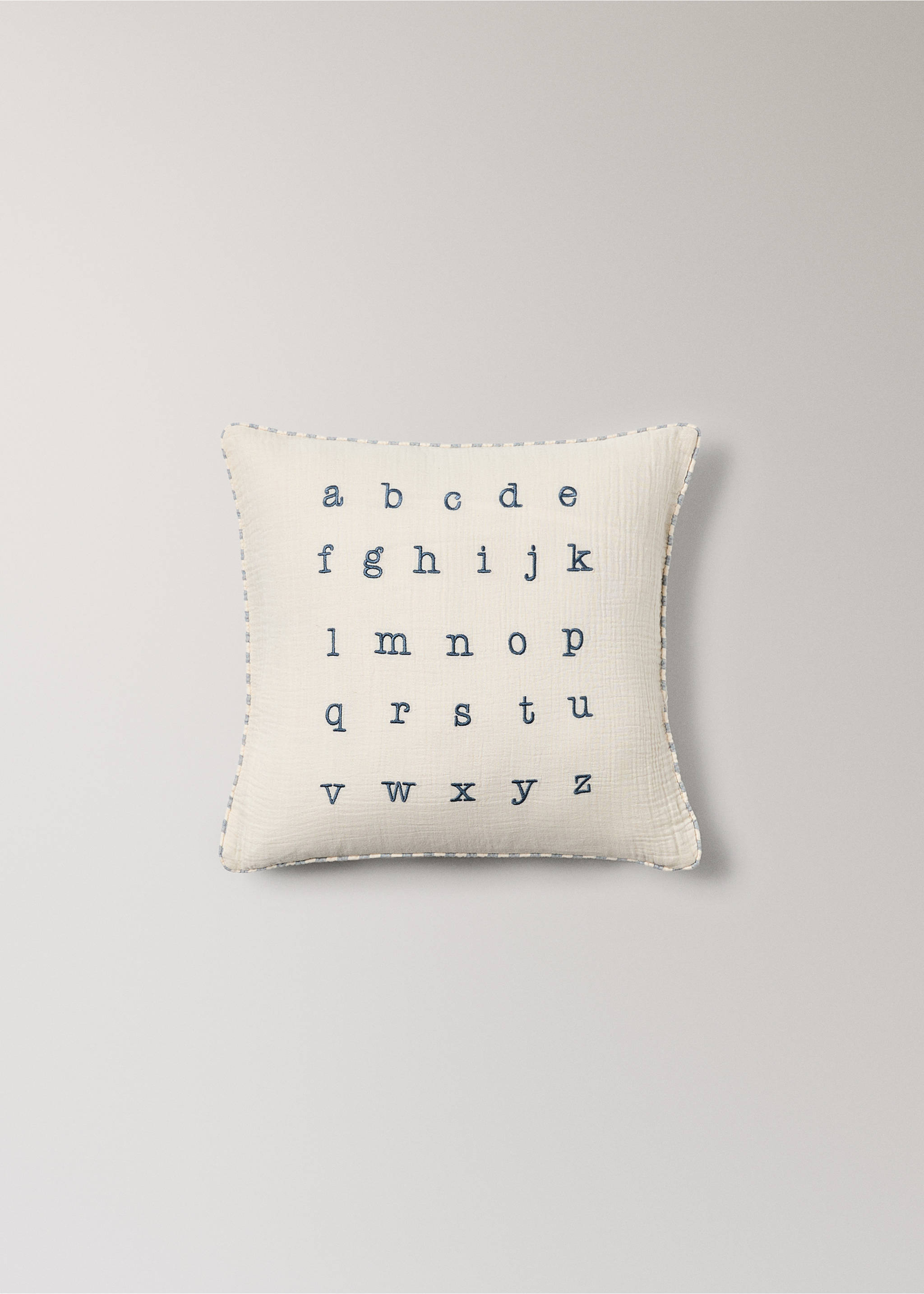 Embroidered alphabet cushion cover - Article without model, White. Ref: 27063333-00.
