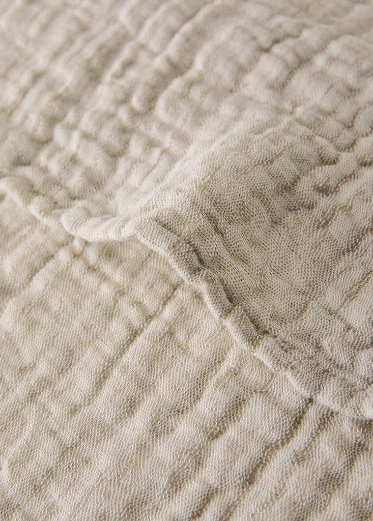 Linen cotton bed cushion cover with yarn-dyed threads 50x50 cm — Medium Brown