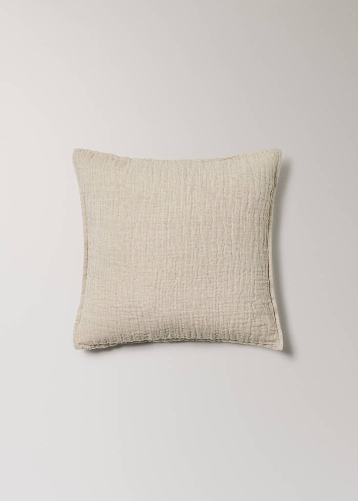 Linen cotton bed cushion cover with yarn-dyed threads 50x50 cm — Medium Brown