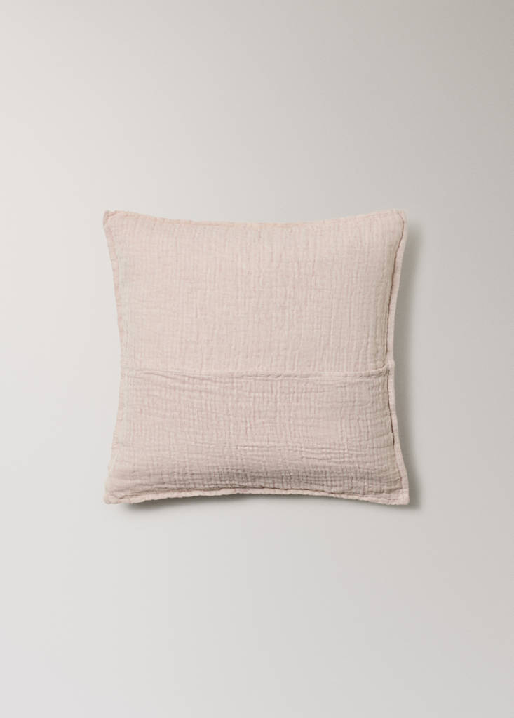 Linen cotton bed cushion cover with yarn-dyed threads 50x50 cm — Pastel Pink