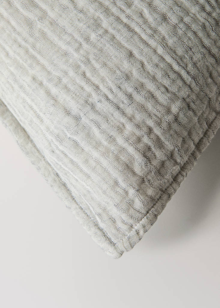 Linen cotton bed cushion cover with yarn-dyed threads 50x50 cm — Charcoal