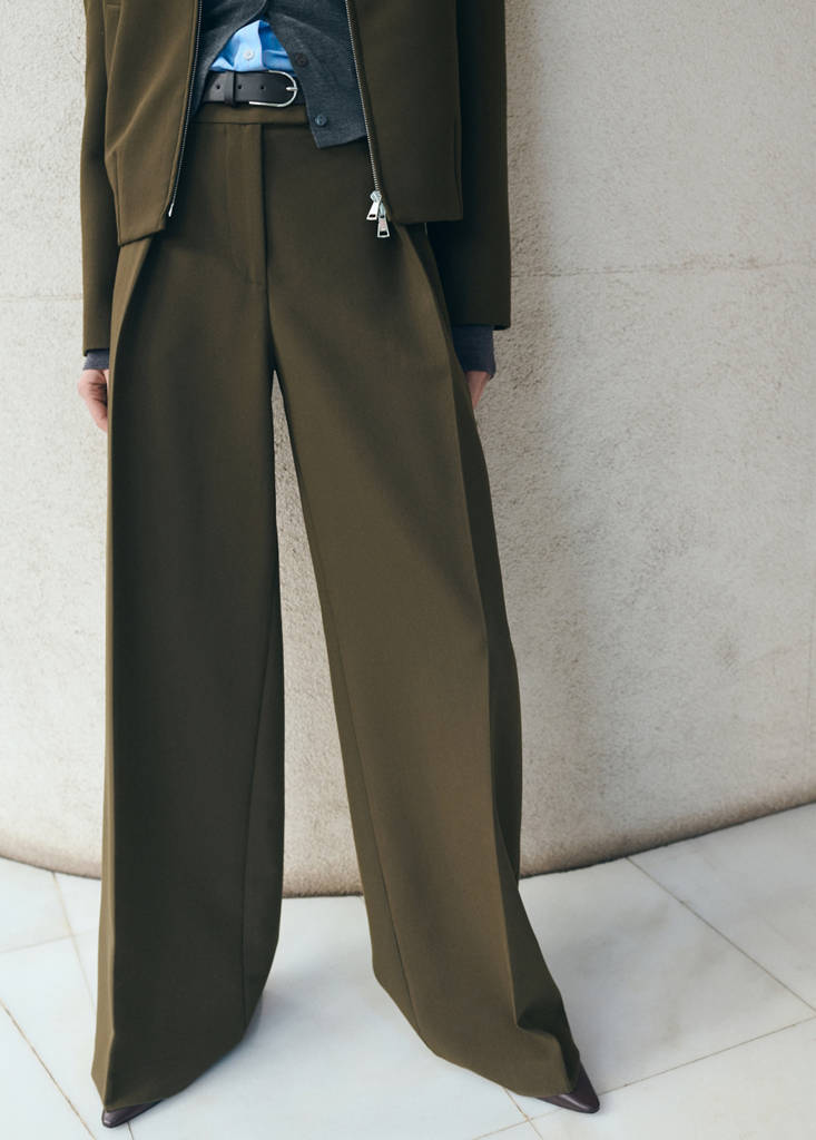 Belt straight-fit pants