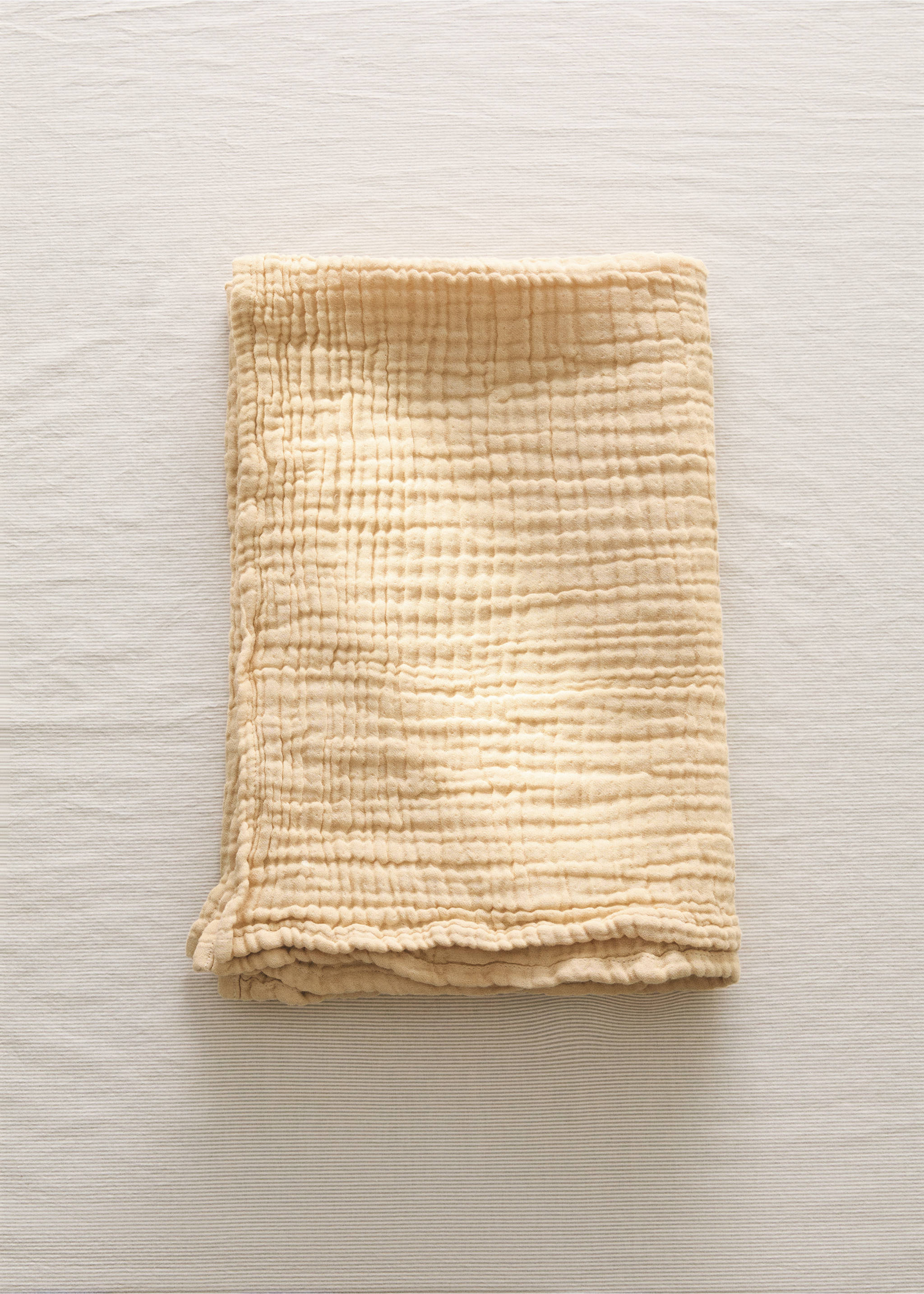 Παιδική κουβέρτα από βαμβακερή γάζα garment dye - Γενικό πλάνο, Κίτρινο. Ref: 27063338-00.