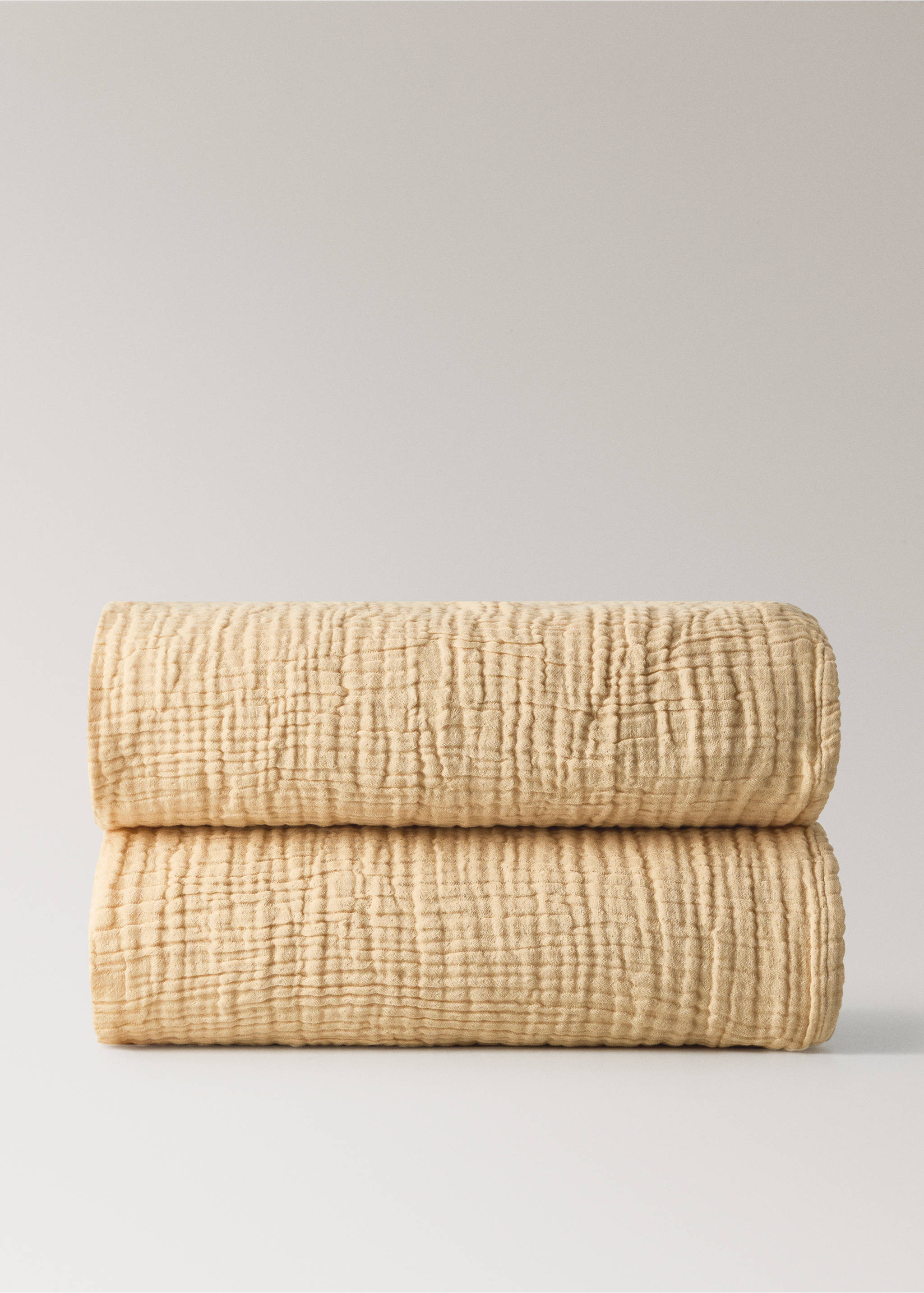 Παιδική κουβέρτα από βαμβακερή γάζα garment dye - Προϊόν χωρίς μοντέλο, Κίτρινο. Ref: 27063338-00.