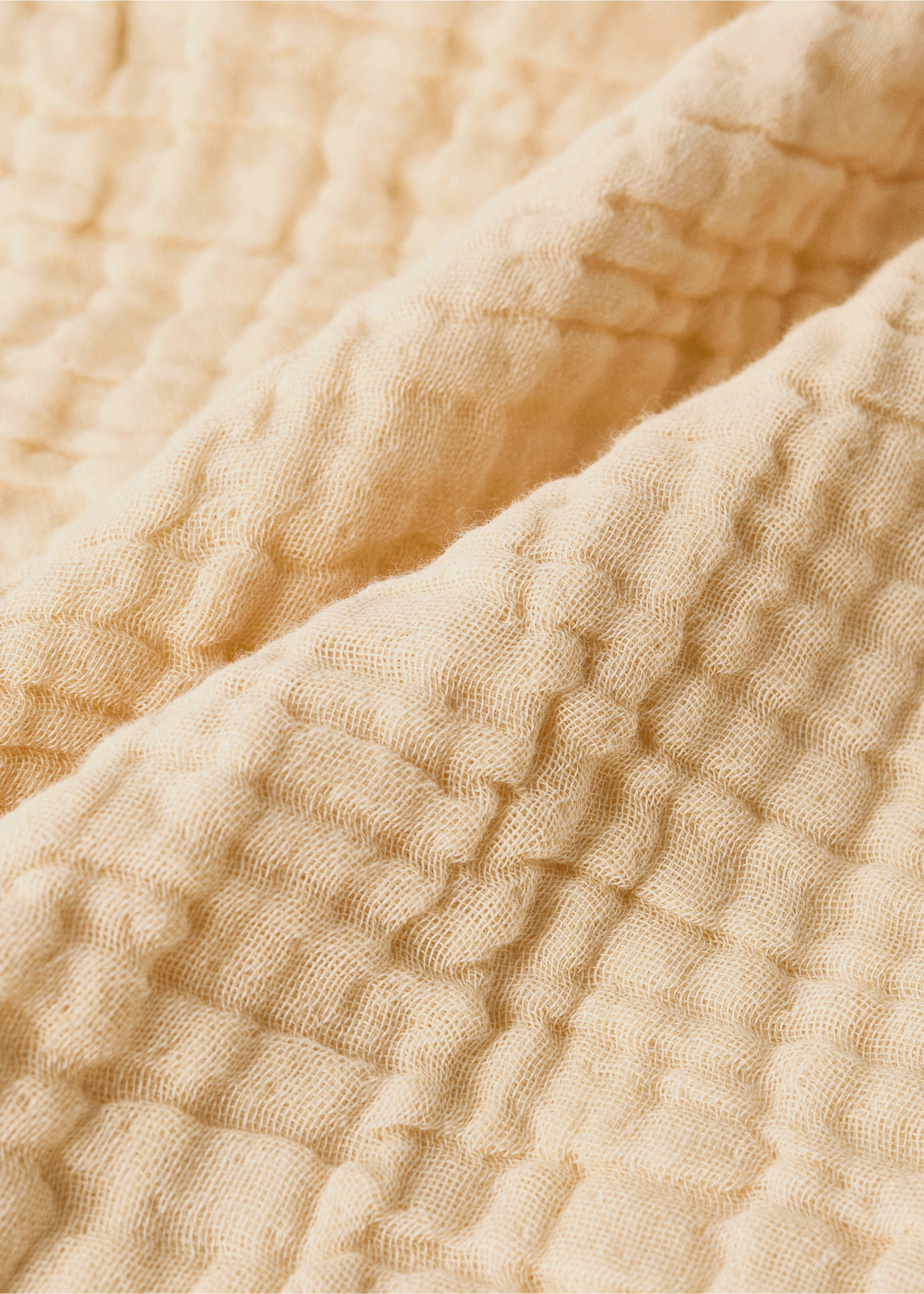 Παιδική κουβέρτα από βαμβακερή γάζα garment dye - Λεπτομέρεια του προϊόντος 1, Κίτρινο. Ref: 27063338-00.