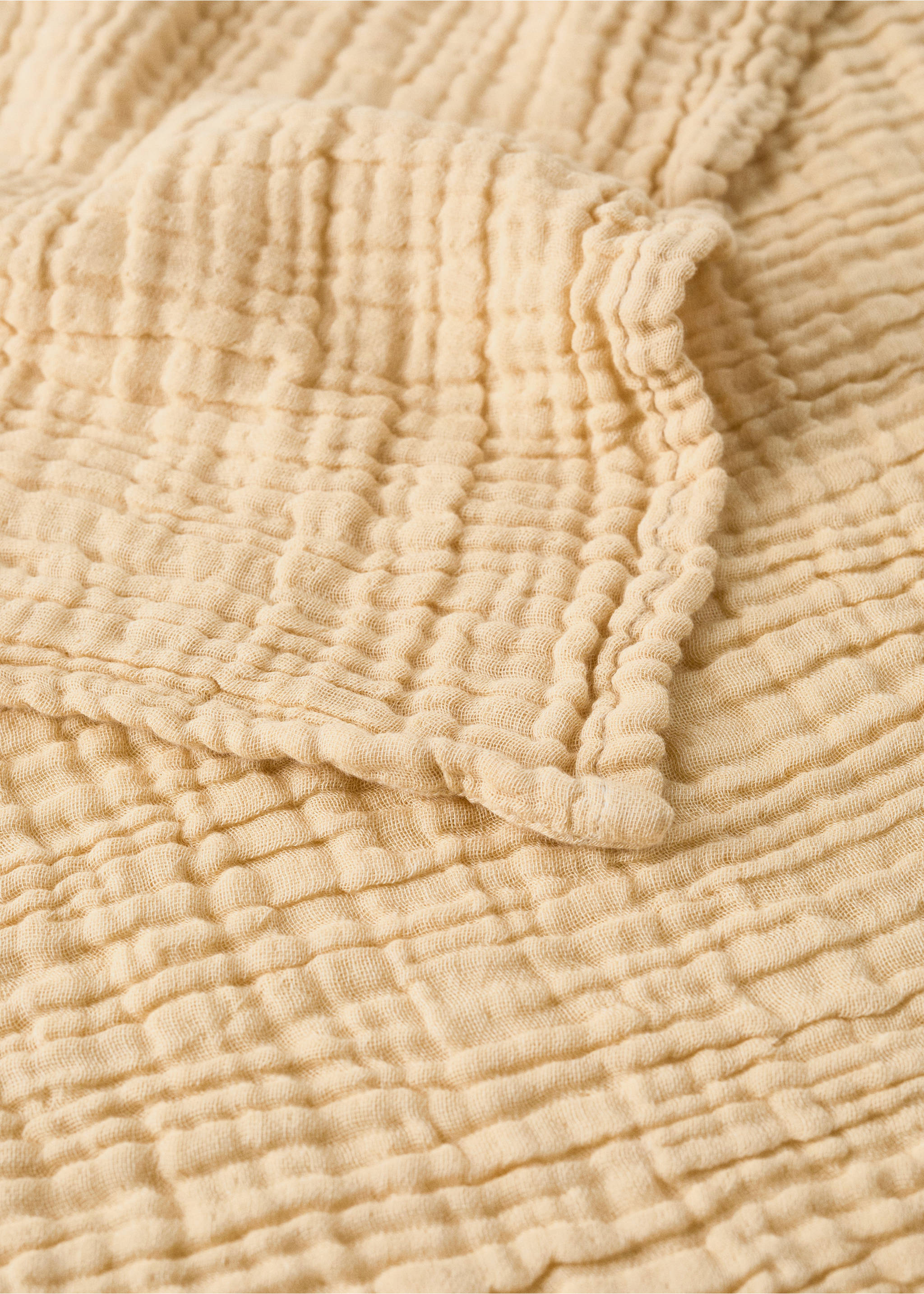 Παιδική κουβέρτα από βαμβακερή γάζα garment dye - Λεπτομέρεια του προϊόντος 2, Κίτρινο. Ref: 27063338-00.