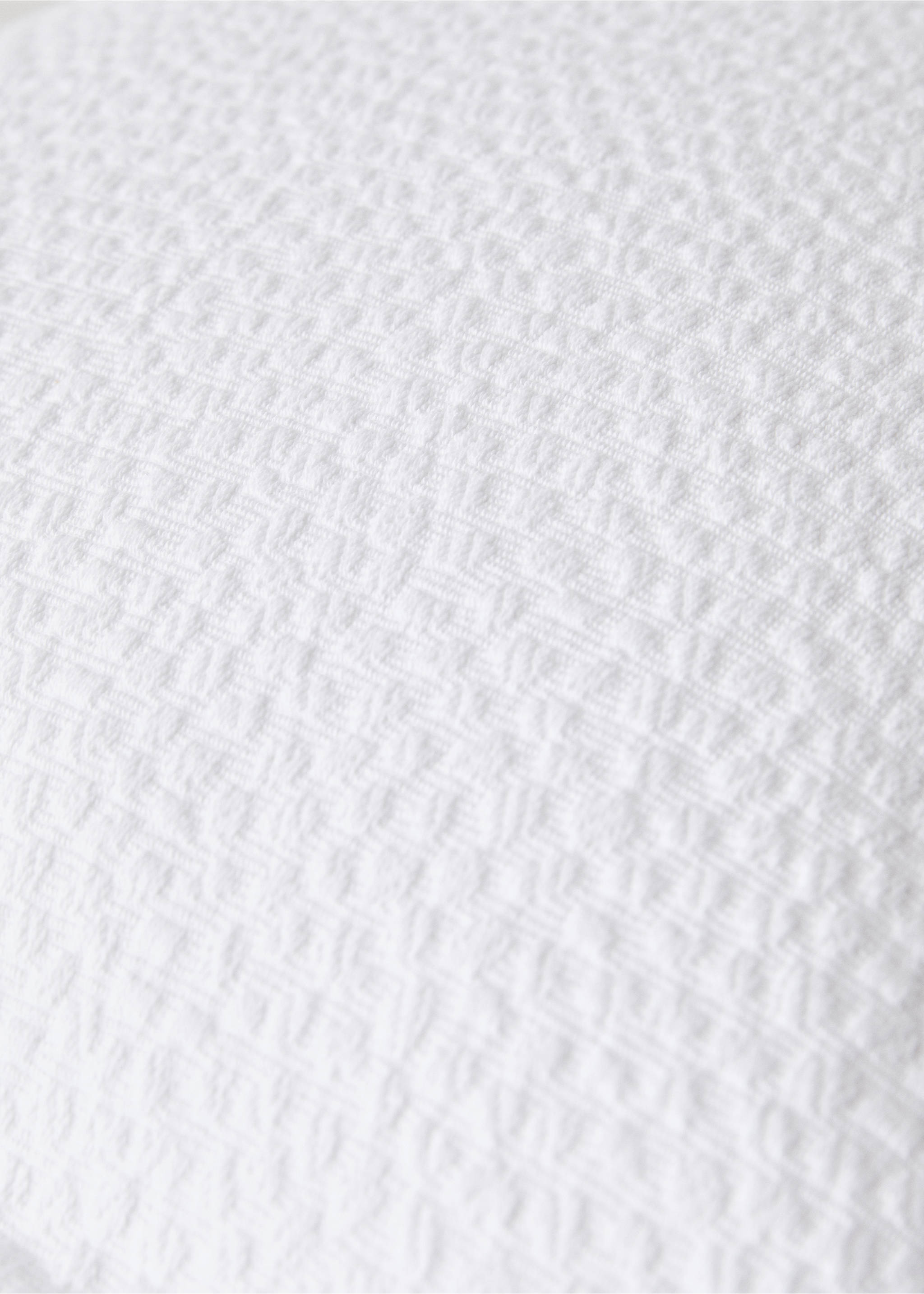 Cotton jacquard textured cushion cover 50x50 cm - Details of the article 4, White. Ref: 27063339-00.