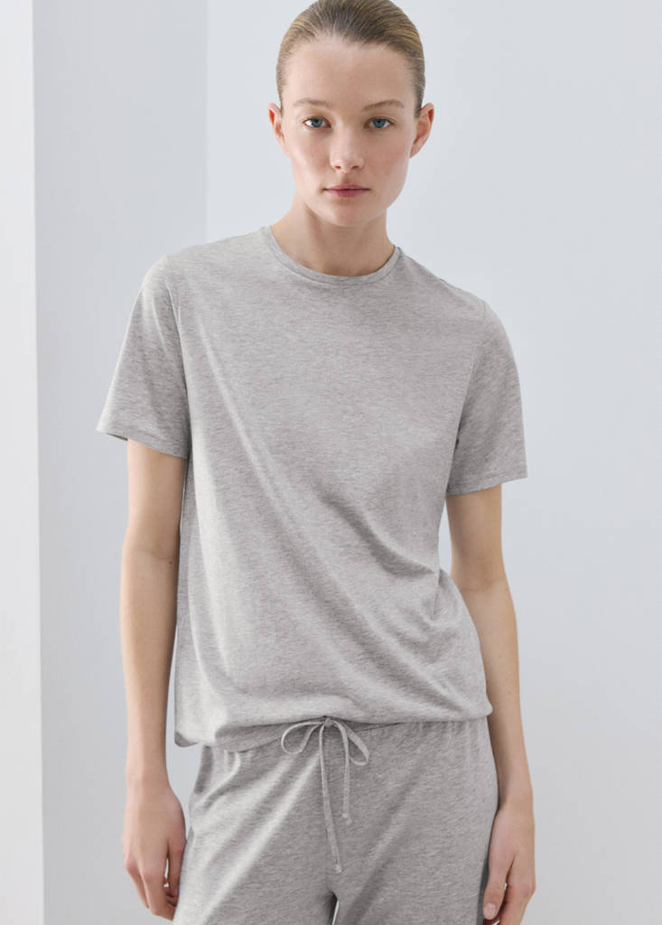 Lyocell cotton short-sleeve T-shirt — Light/Pastel Grey