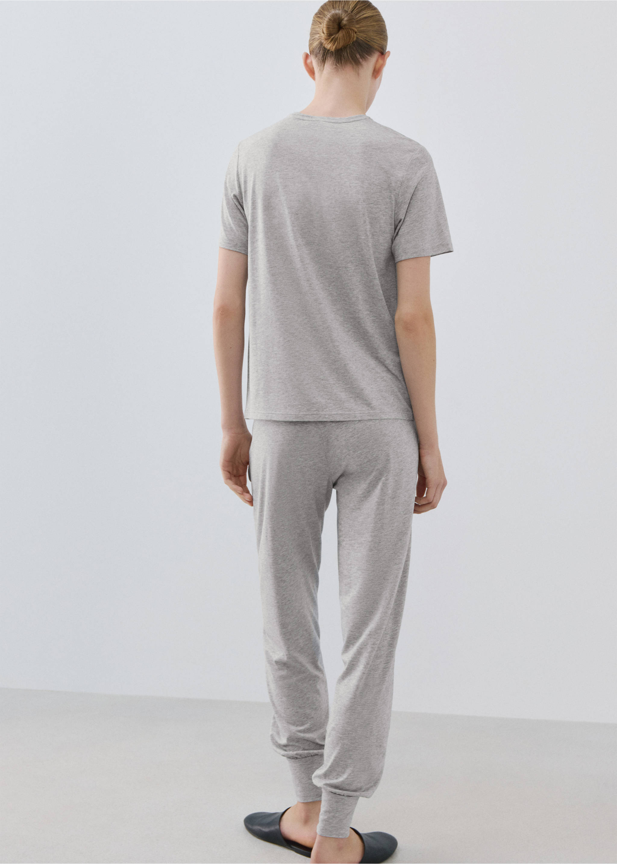 Lyocell cotton short-sleeve T-shirt - Reverse of the article, Light/Pastel Grey. Ref: 27063340-00.