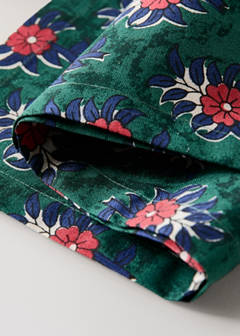 Cotton linen napkins with stripes and floral patterns — Green 3