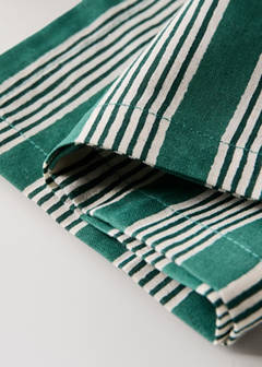 Cotton linen napkins with stripes and floral patterns — Green 4