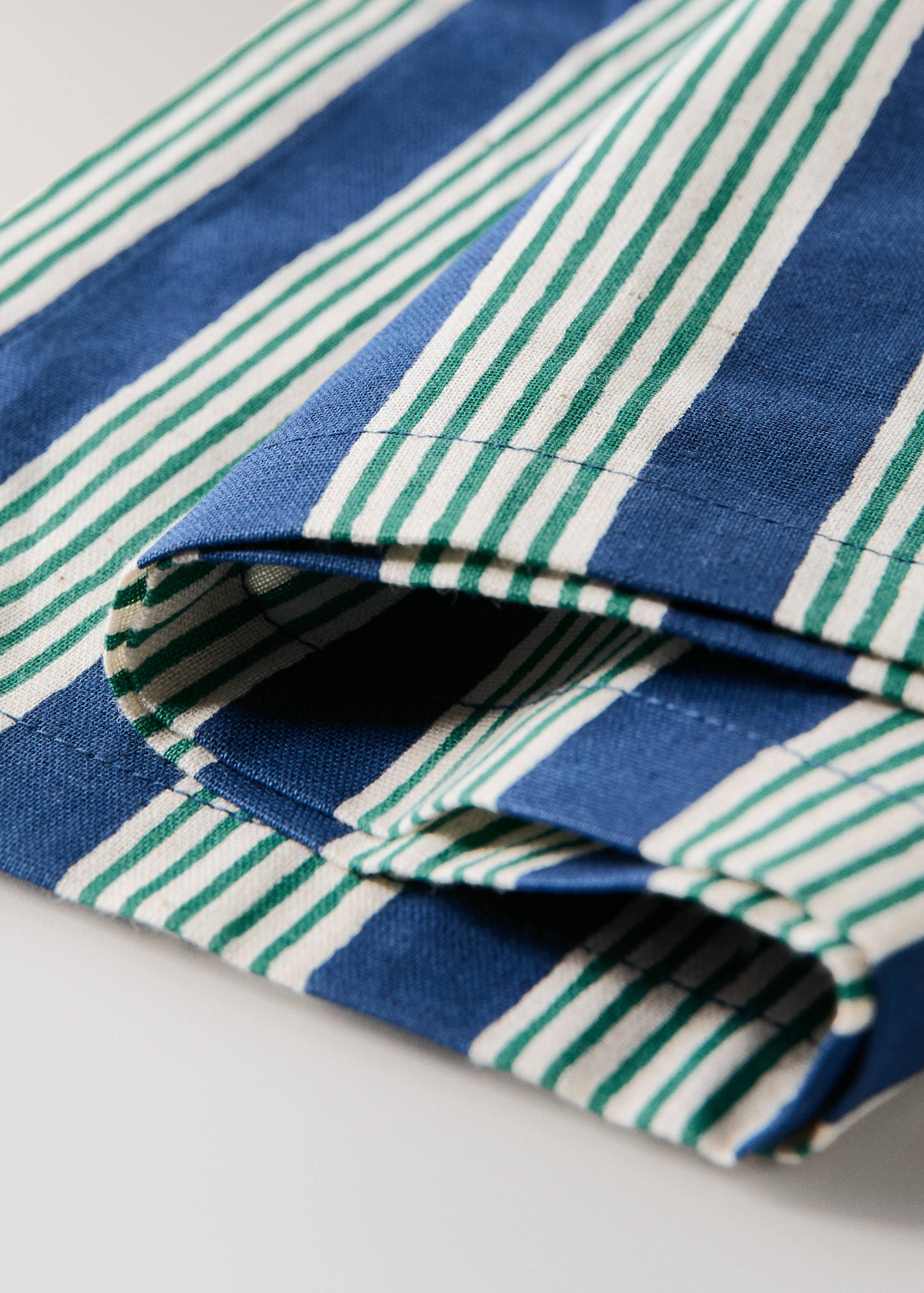 Striped floral cotton-linen napkins - Details of the article 3
