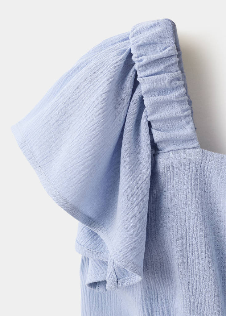 Textured playsuit with ruffled sleeves — Blue