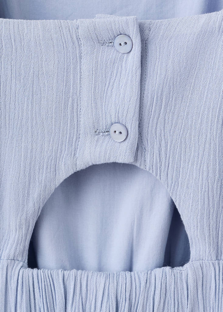 Textured playsuit with ruffled sleeves — Blue
