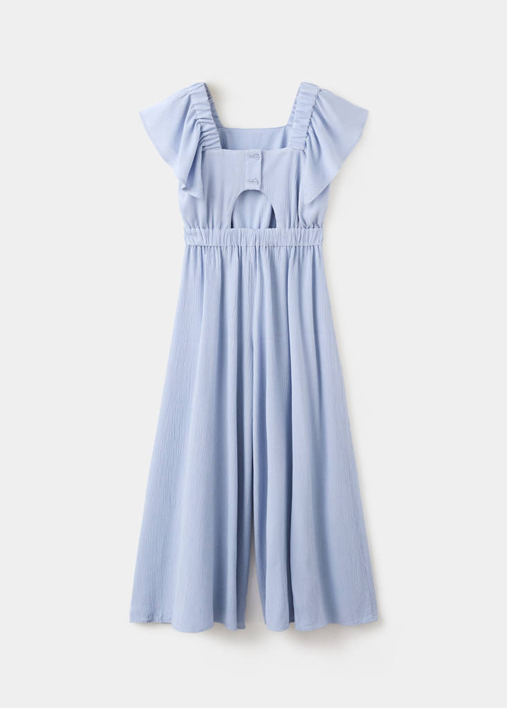Textured playsuit with ruffled sleeves — Blue