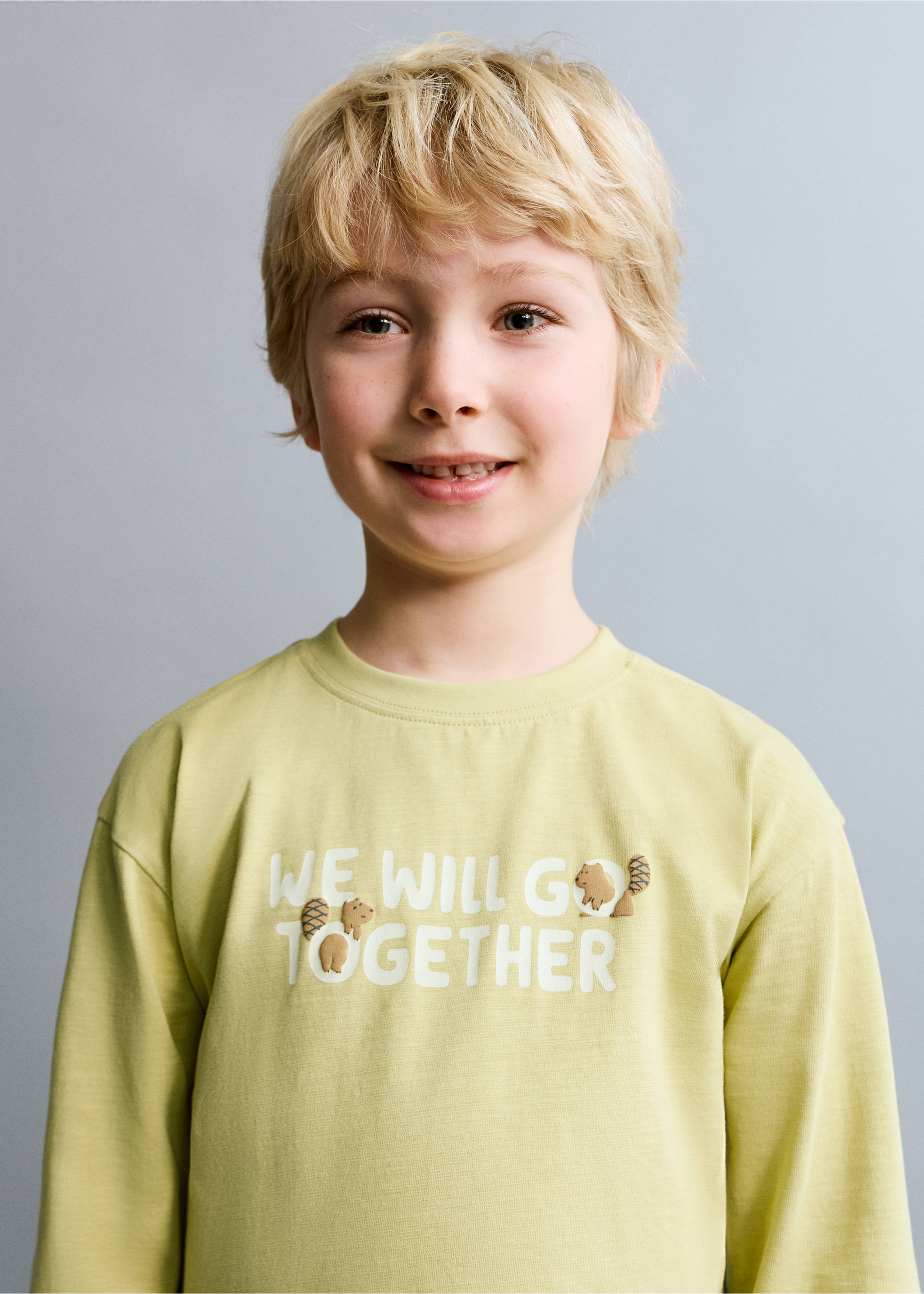 Embossed detail printed t-shirt - Medium plane, Lime. Ref: 27063718-00.