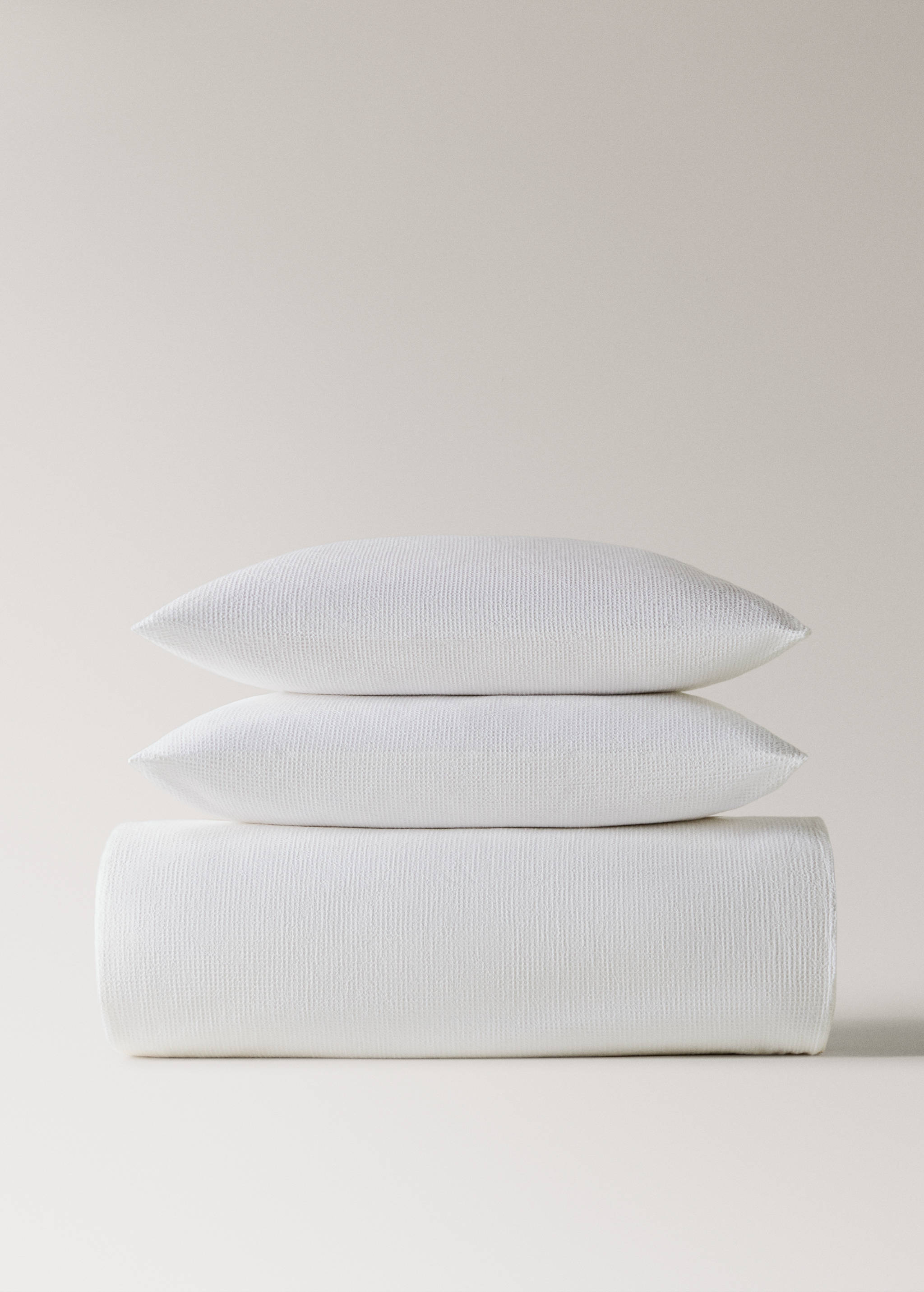 Cotton garment-dyed mini-waffle duvet cover for 150/160 cm bed - Details of the article 4