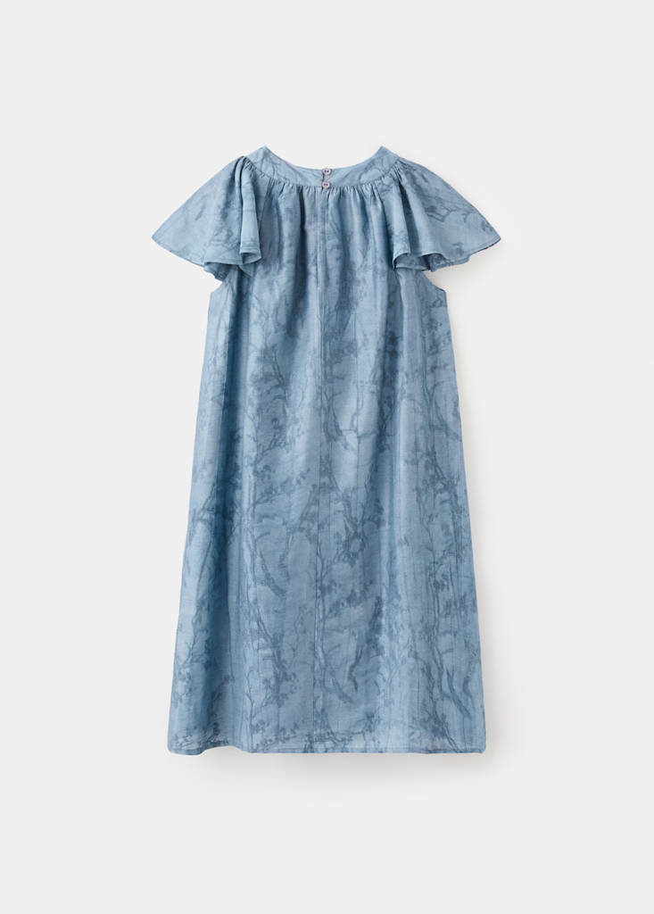 Kleid mit Blumenstickerei — Marineblau