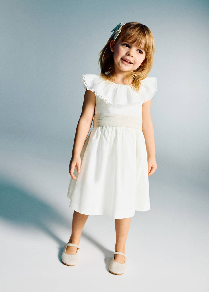 MANGO KIDS - Short linen dress White - 18-24 - Baby girls