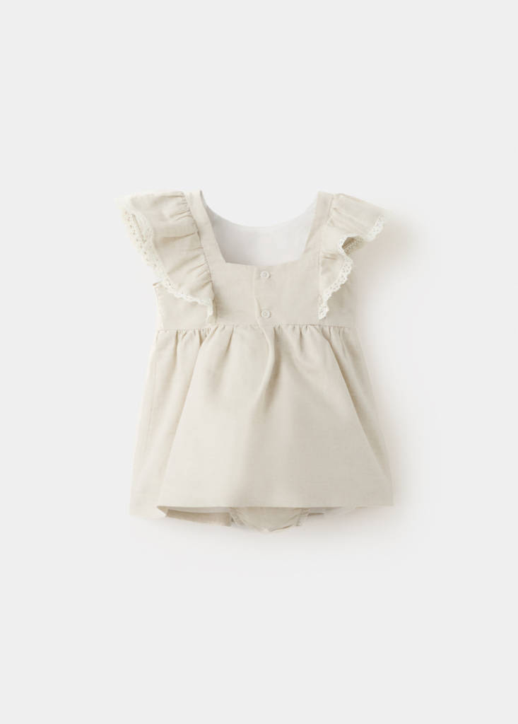 Short linen dress — Beige