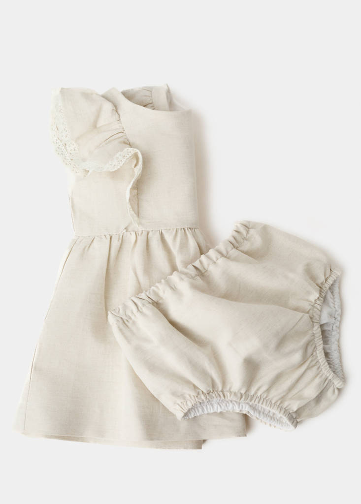 Short linen dress — Beige