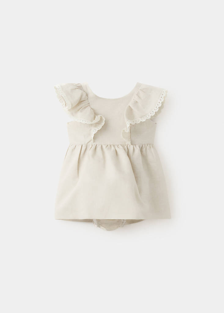 Short linen dress — Beige