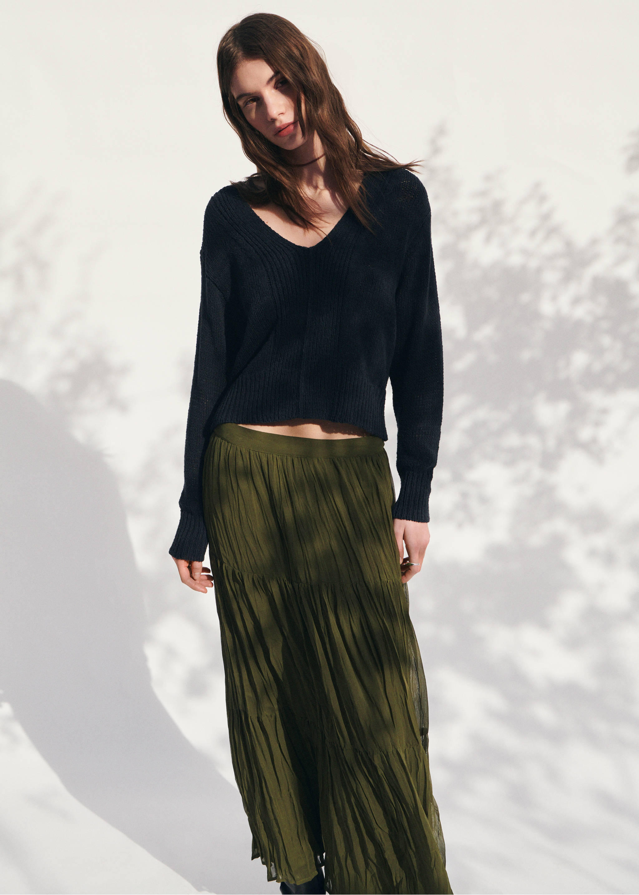 تنورة طويلة واسعة - تفاصيل المنتج 5, أسمر ضارب إلى الصفرة. Ref: 27063729-00.