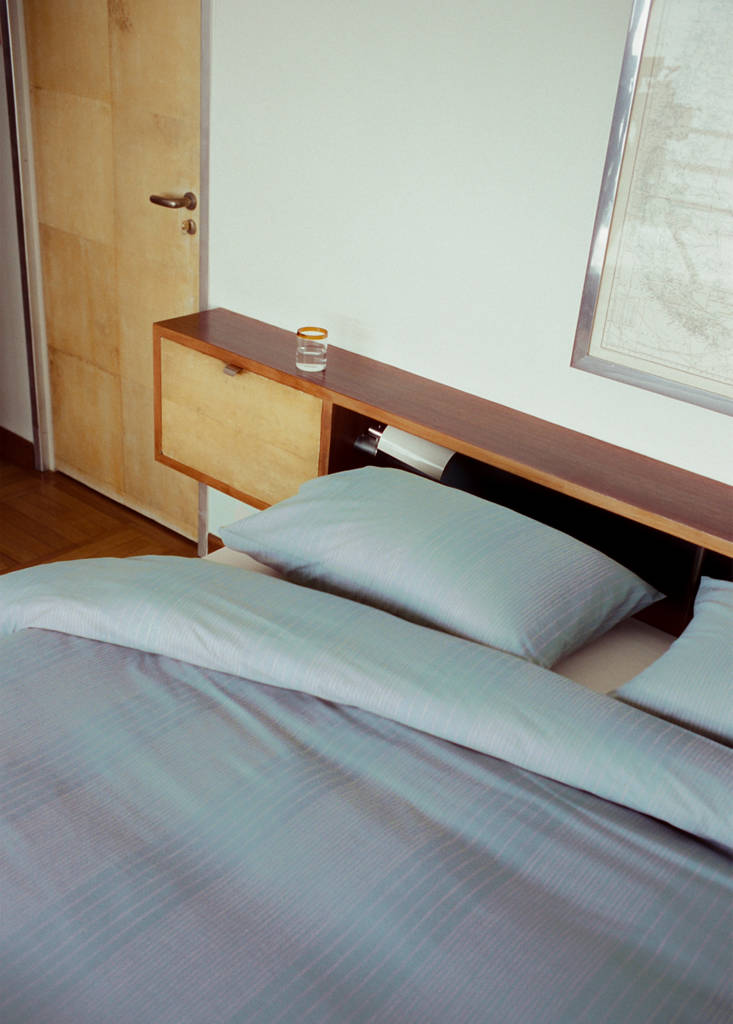 Two percale cotton pillowcases with watercolour stripes 50x75 cm — Aqua Green