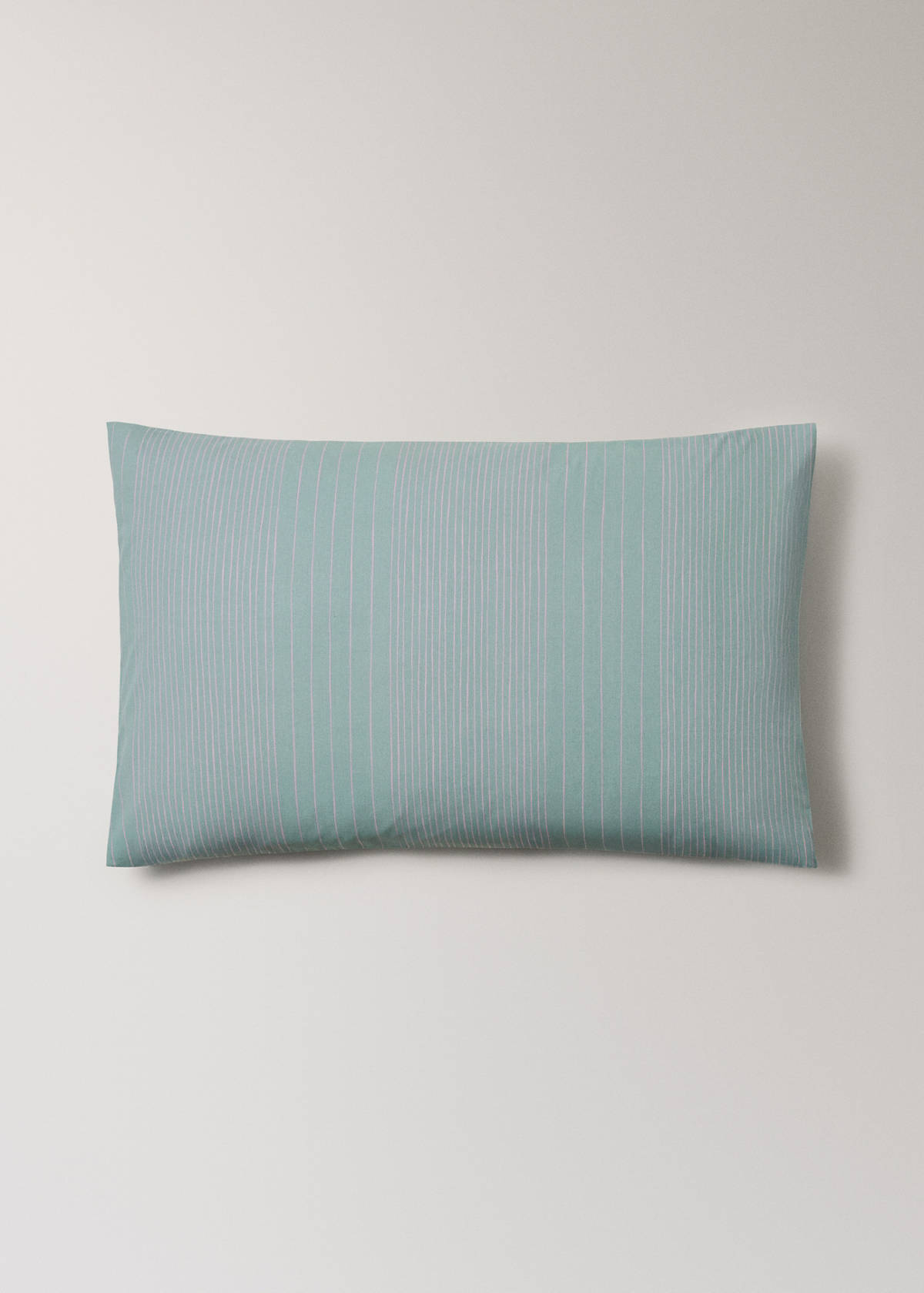 Two percale cotton pillowcases with watercolour stripes 50x75 cm — Aqua Green