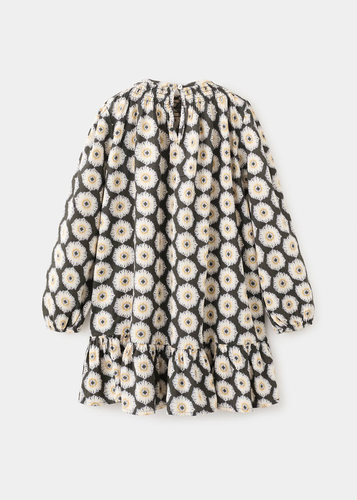 Floral-print flared dress — Charcoal