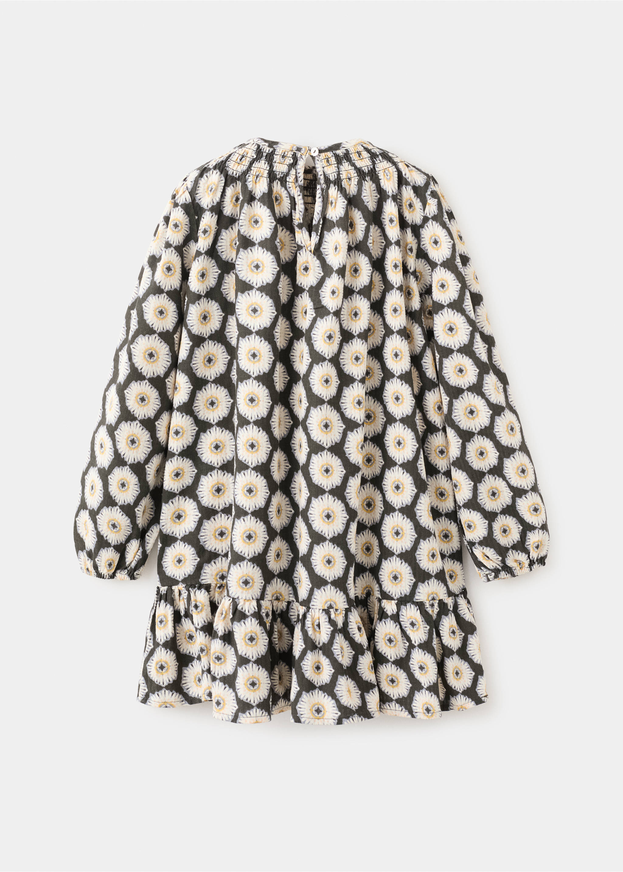 Floral-print flared dress - Reverse of the article, Charcoal. Ref: 27063731-00.