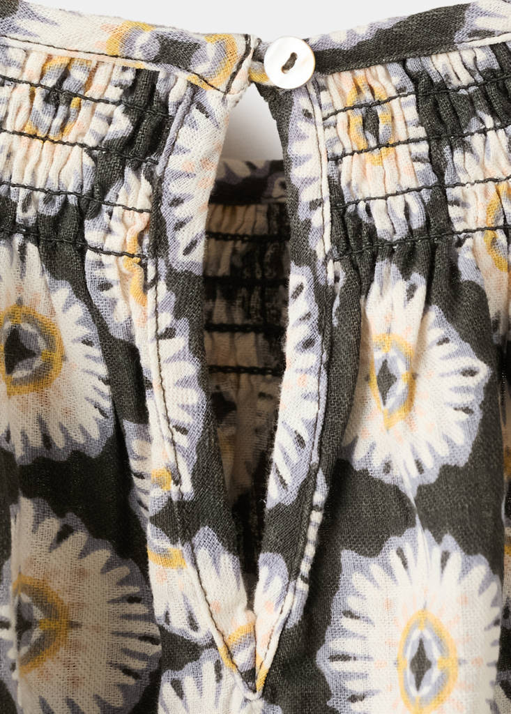 Floral-print flared dress — Charcoal