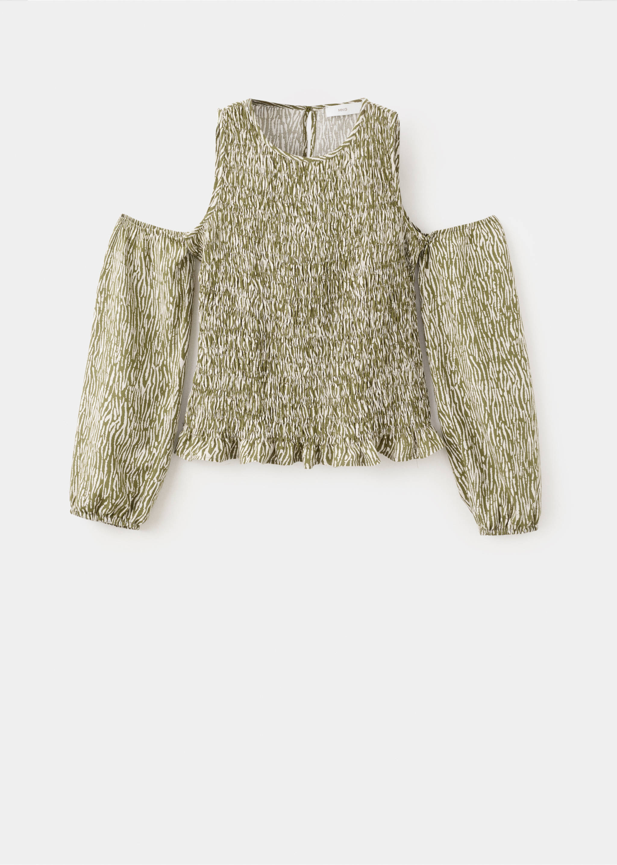 Блузка со сборками и вырезами - Изделие без модели, Хаки. Ref: 27063732-00.