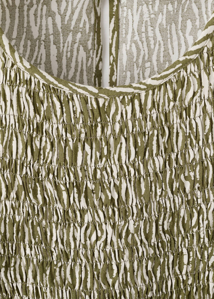 Ruched cut-out blouse — Khaki