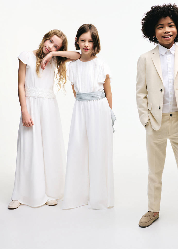 Long embroidered jumpsuit — White