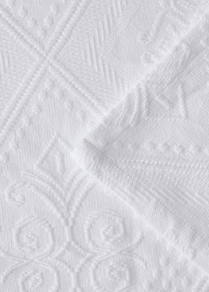 Vorgewaschene Jacquard-Tagesdecke, 300 g, für Betten 90/105 cm — Weiß